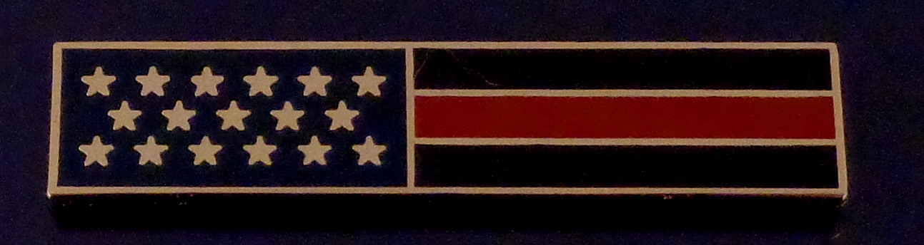 THIN RED LINE US Flag GOLD Uniform Award/Commendation Bar Pin